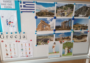 Tablica z ilustracjami o Grecji